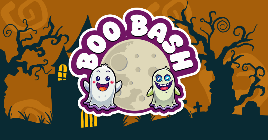 a cartoon of ghosts and a moon