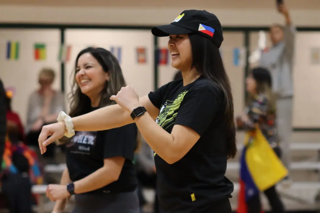a group of women in a gym