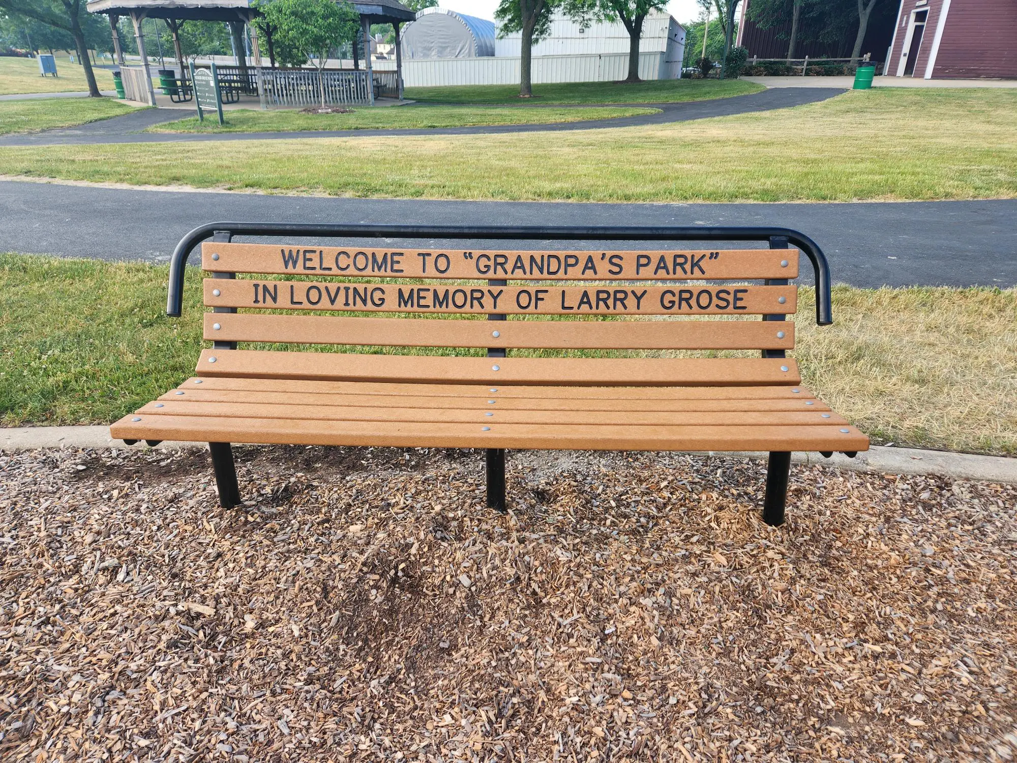 Memorial bench at Grandpa’s Park