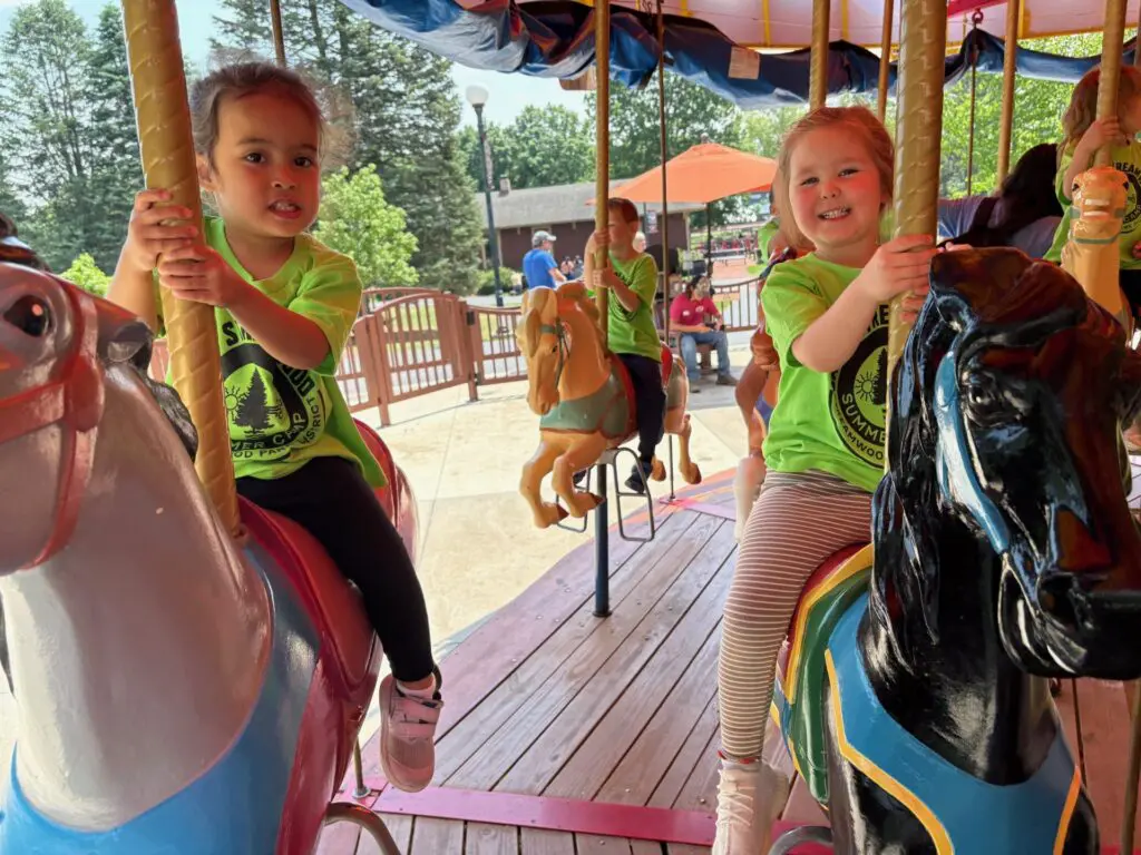 a group of children on a merry go round