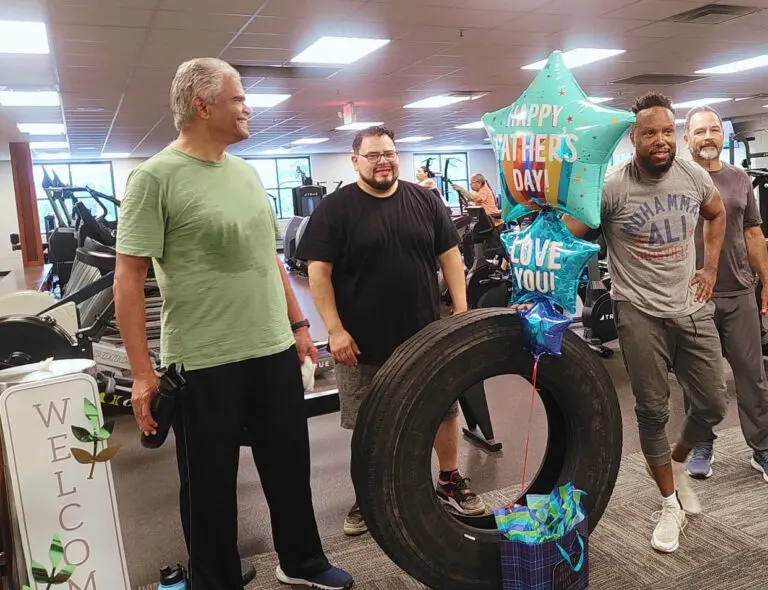 dads in a fitness center