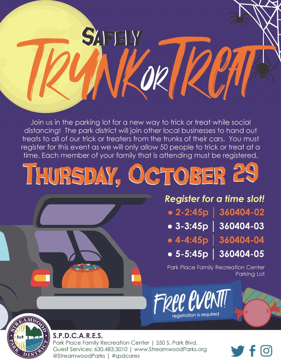 Trunk or Treat SOLD OUT Streamwood Park District