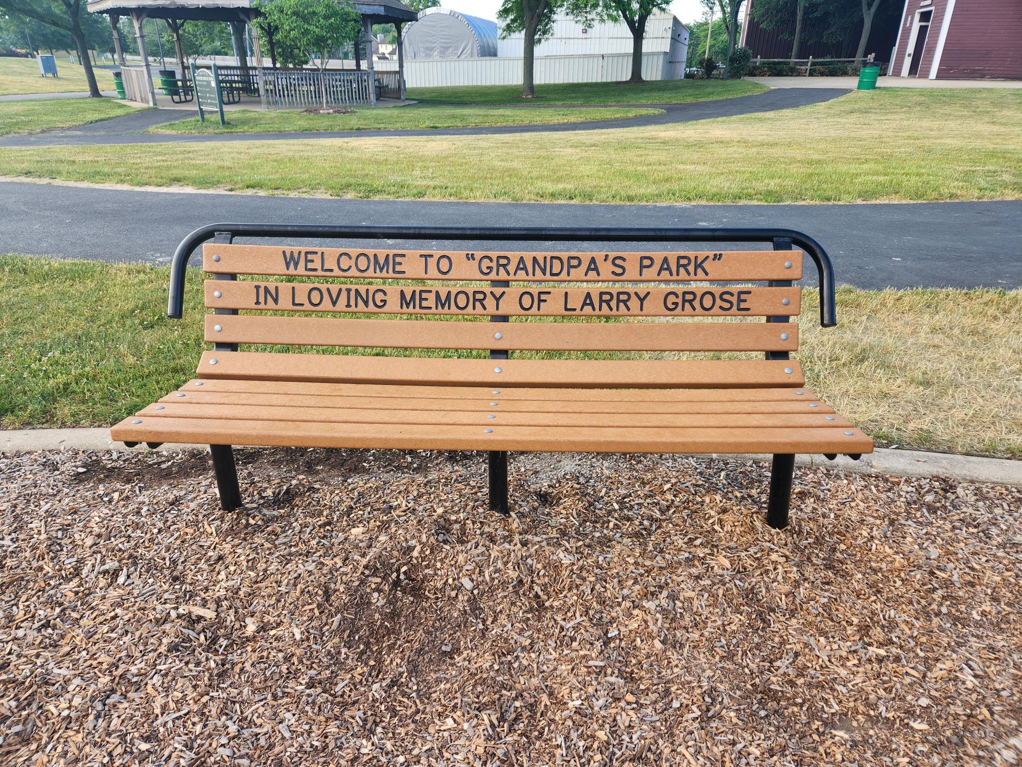 engraved park bench
